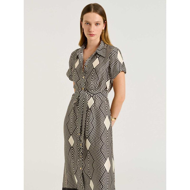 Veronika Maine Geo Tile Border Shirtdress image number 3